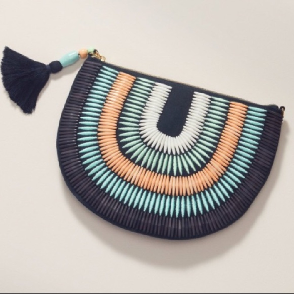 Stella & Dot | Limited Edition Navy/Teal/Peach Hand-Beaded Clutch Retired - Picture 8 of 13